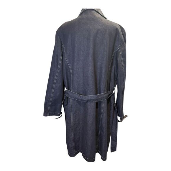 Vintage Sport Collection Dark Blue Denim Trench Coat Size 14 Fall - Picture 15 of 16
